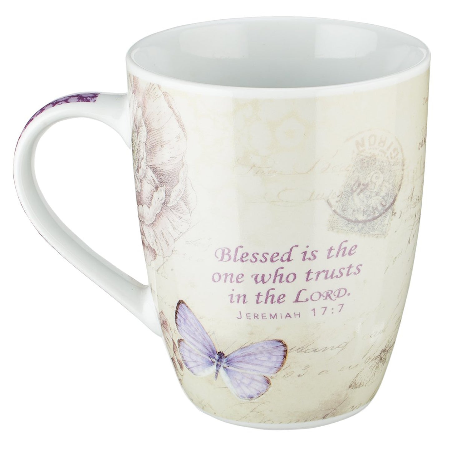 Butterfly Blessed in purple Jeremiah 17:7 Coffee Mug