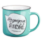 Taza turquesa estilo campamento