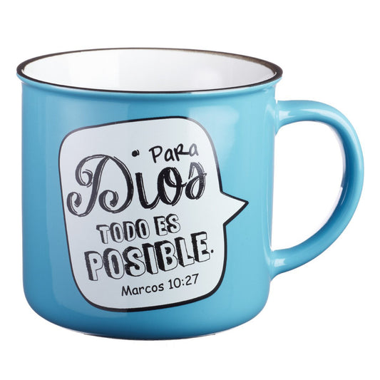 Taza azul estilo campamento