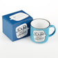 Taza azul estilo campamento
