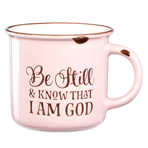 Be Still and Know - Pink Camp Style Coffee Mug