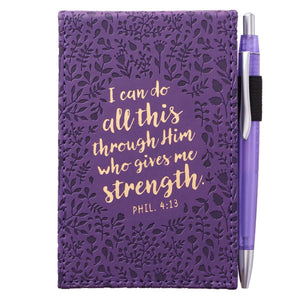 Purple LuxLeather pocket Notepad with Pen
