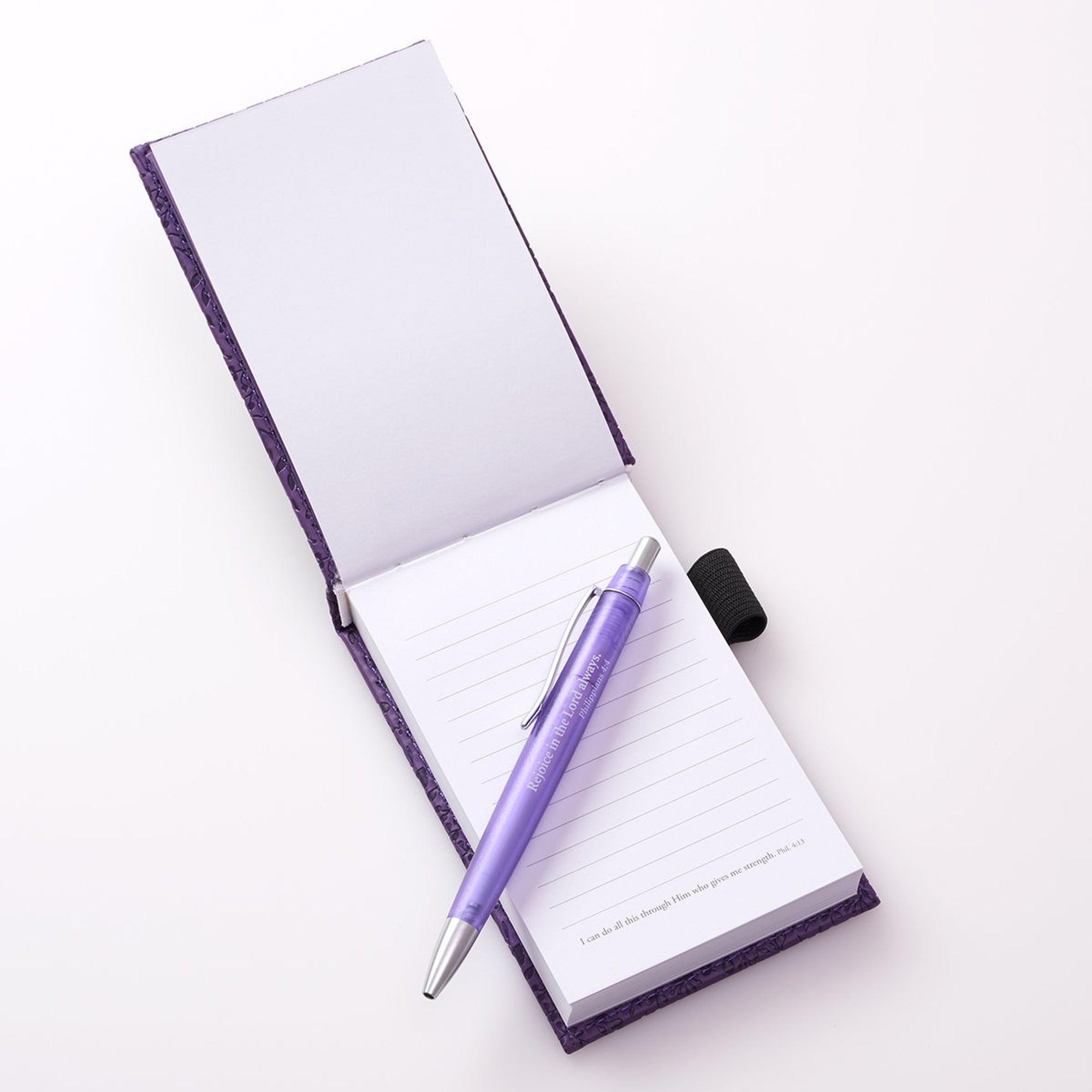 Purple LuxLeather pocket Notepad with Pen